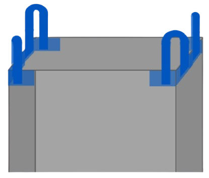 FIBC bulk bag with cross corner loops for stable and efficient lifting.