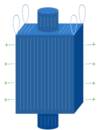 Type D FIBC bulk bag with anti-static fabric for safe handling of flammable materials without grounding.